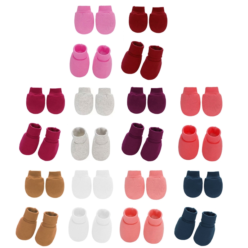 Baby Mittens Scratch - Baby Soft Cotton Gloves Foot Covers