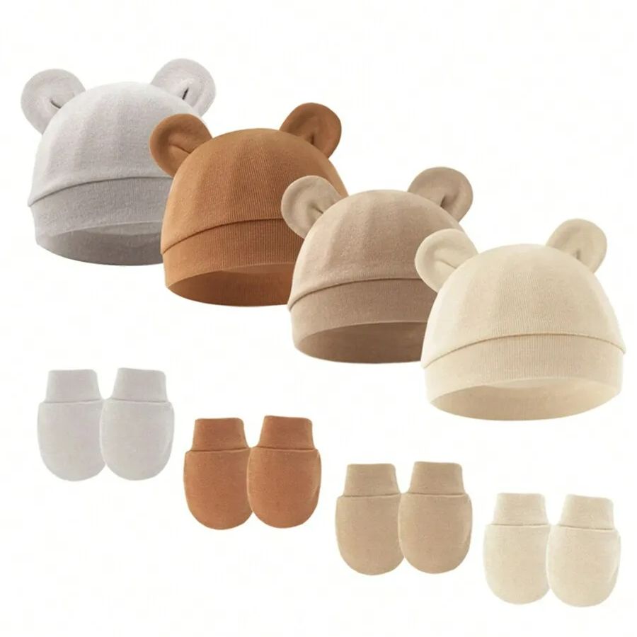 Baby Mittens Scratch - Baby Girl Hat Gloves Set Cotton