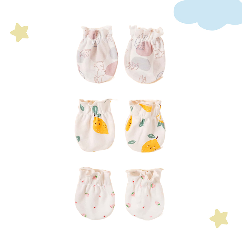 Baby Mittens Scratch - 3Pairs 100% Cotton Soft & Breathable