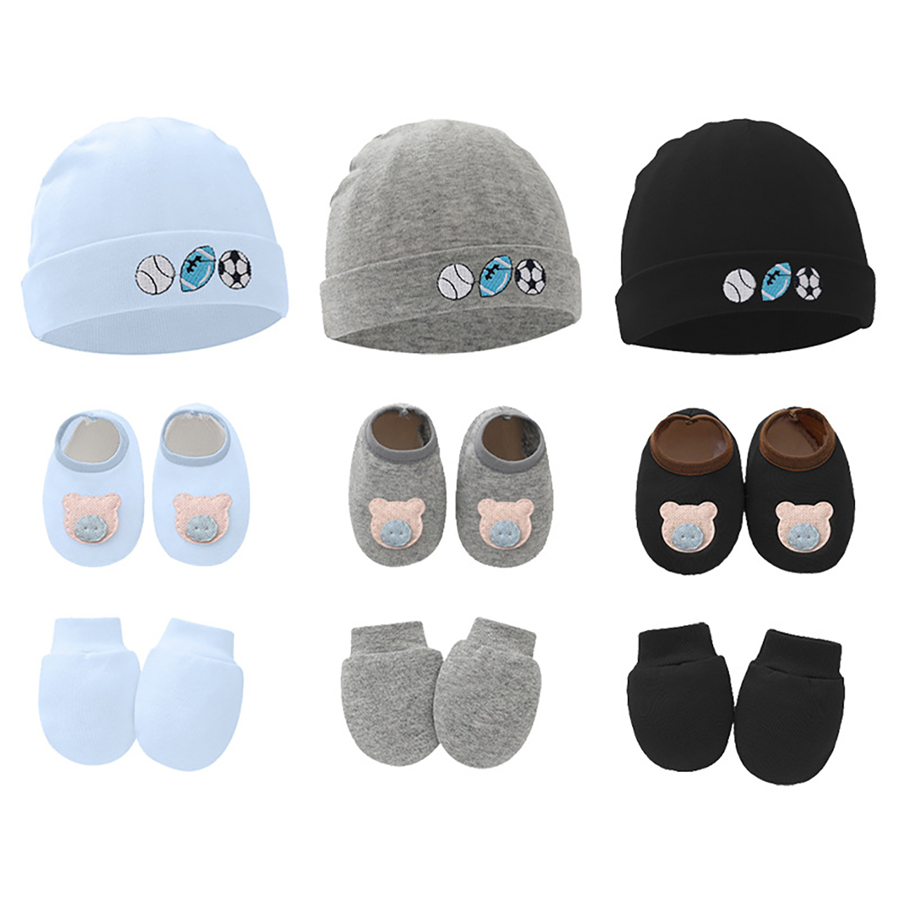 3pcs Baby Hat Gloves Shoes Set - огляд і ціна Baby Mittens Scratch
